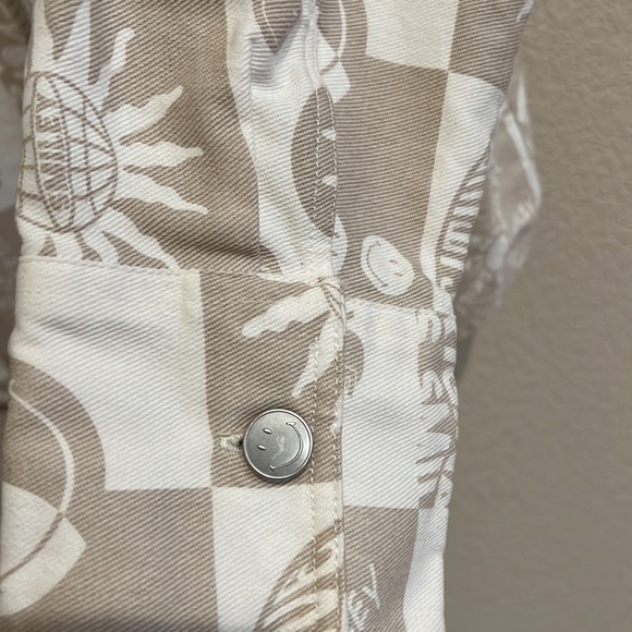 Smiley x H&M long sleeve oversized shacket size xs, hippie, boho, neutral - Picture 7 of 14